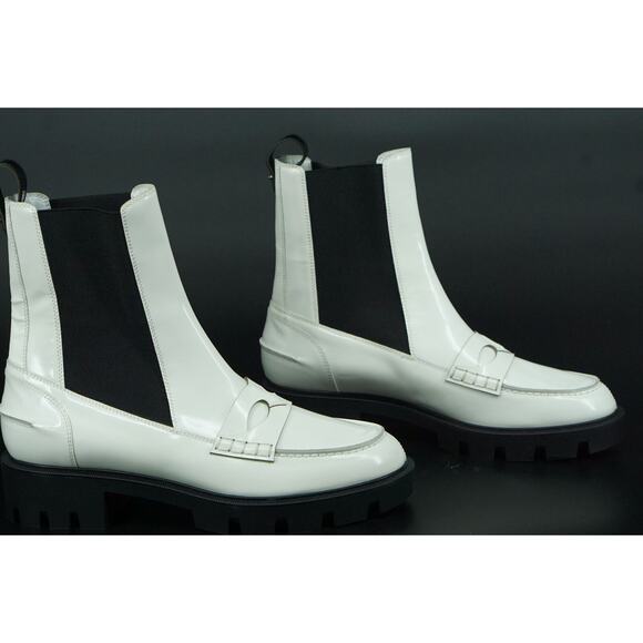 Christian Louboutin Montezu White Ankle Biker Chelsea Boots Size 39.5 New $1695 - Picture 2 of 9